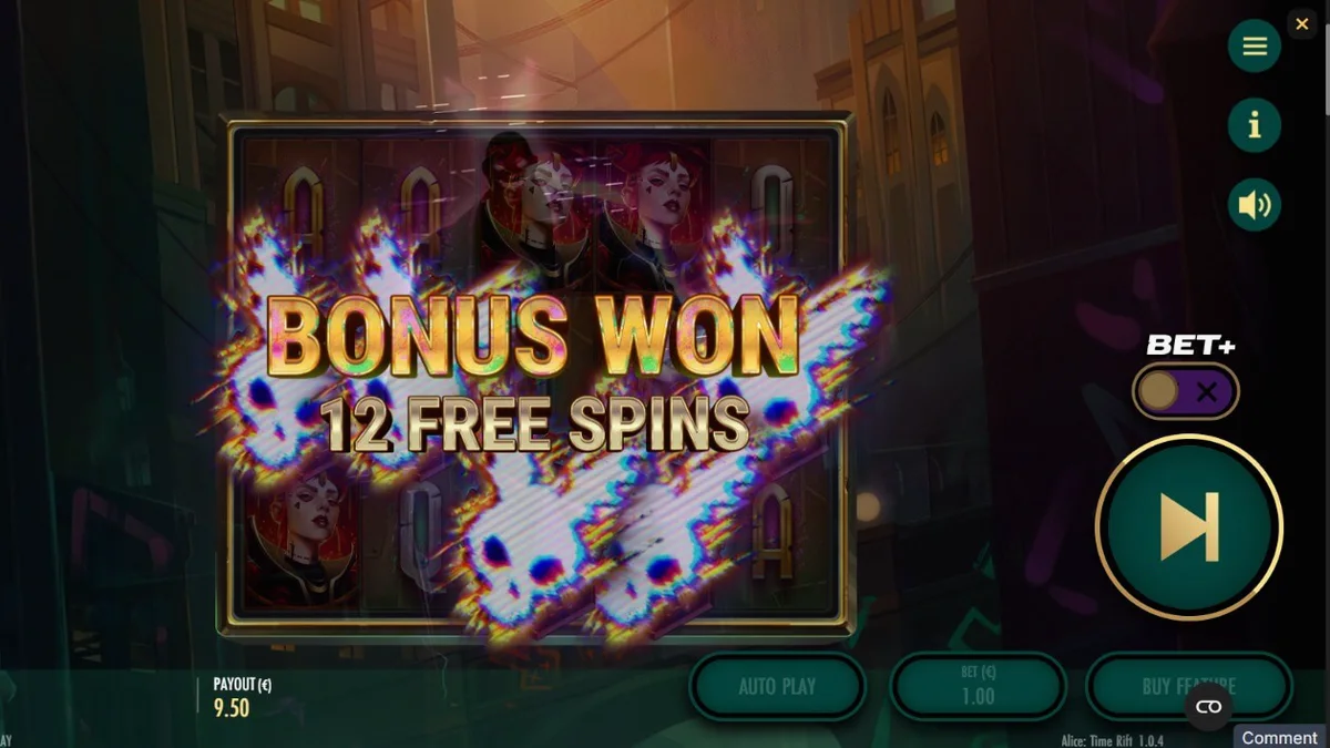 Cena steampunk do slot Alice: Time Rift com engrenagens e personagens sombrios